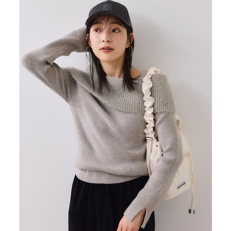 フェザーヤーンオフショルもちもちリブニット/イージーケア | VIS  | 詳細画像7 