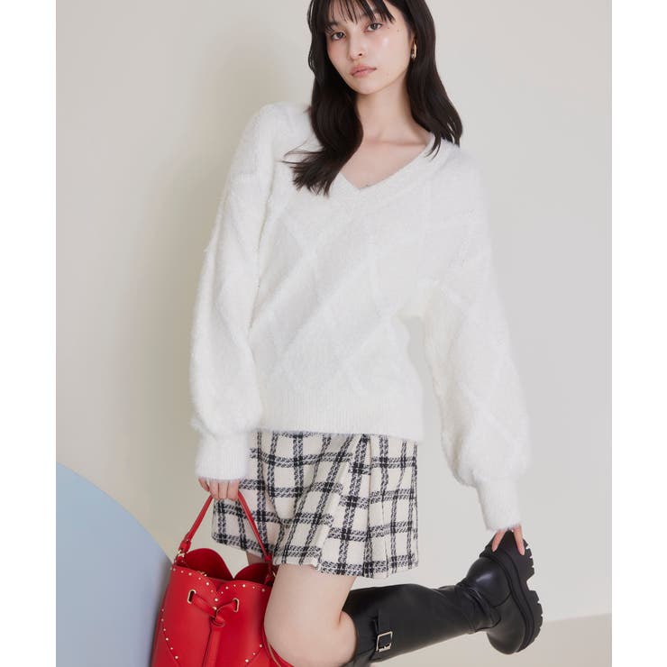 アーガイルフェザーニット/2WAY・イージーケア | VIS  | 詳細画像1 