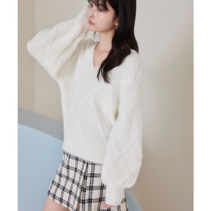 アーガイルフェザーニット/2WAY・イージーケア | VIS  | 詳細画像3 