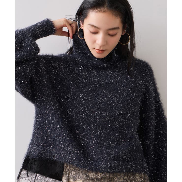 ラメフェザー裾レースハイネックニット | VIS  | 詳細画像11 