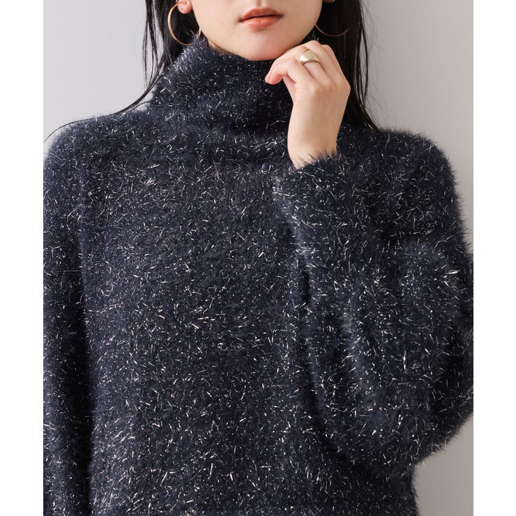 ラメフェザー裾レースハイネックニット | VIS  | 詳細画像13 