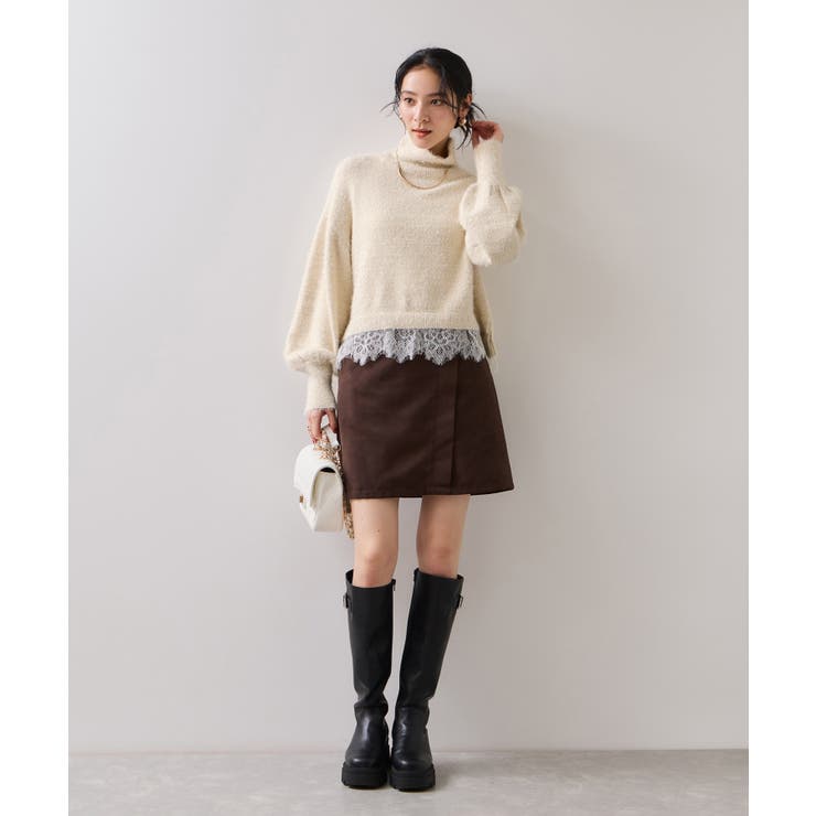 ラメフェザー裾レースハイネックニット | VIS  | 詳細画像15 