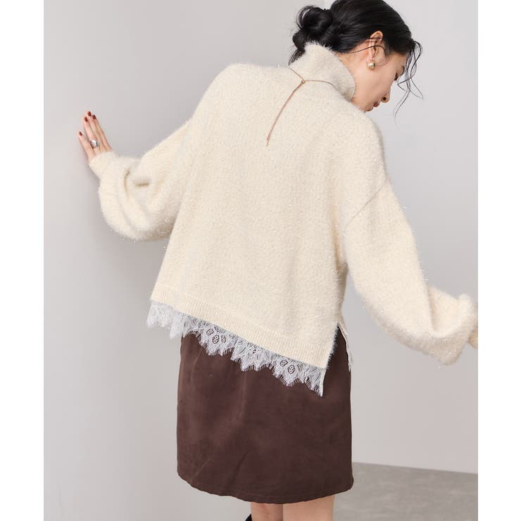 ラメフェザー裾レースハイネックニット | VIS  | 詳細画像18 