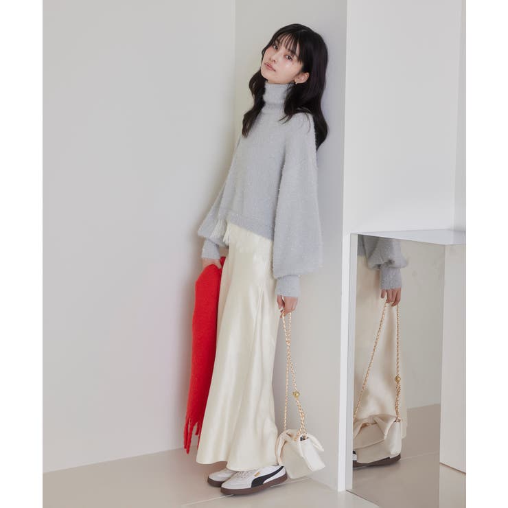 ラメフェザー裾レースハイネックニット | VIS  | 詳細画像24 