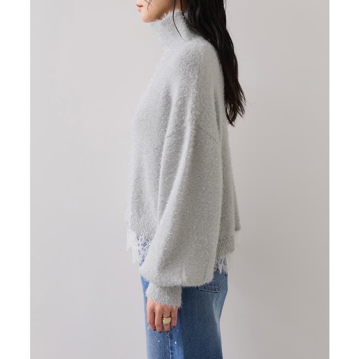 ラメフェザー裾レースハイネックニット | VIS  | 詳細画像26 