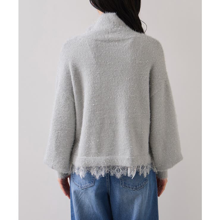 ラメフェザー裾レースハイネックニット | VIS  | 詳細画像27 