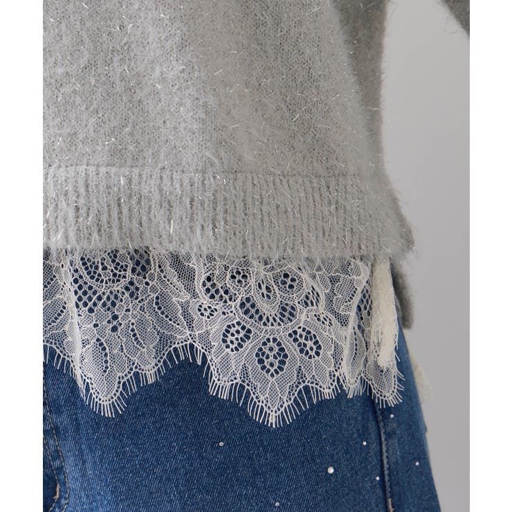 ラメフェザー裾レースハイネックニット | VIS  | 詳細画像31 