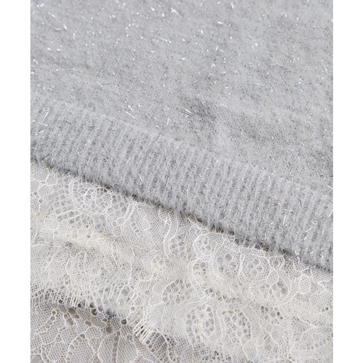 ラメフェザー裾レースハイネックニット | VIS  | 詳細画像32 