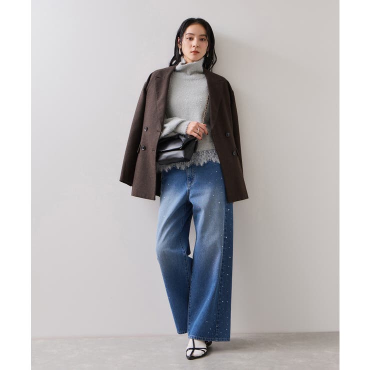 ラメフェザー裾レースハイネックニット | VIS  | 詳細画像7 