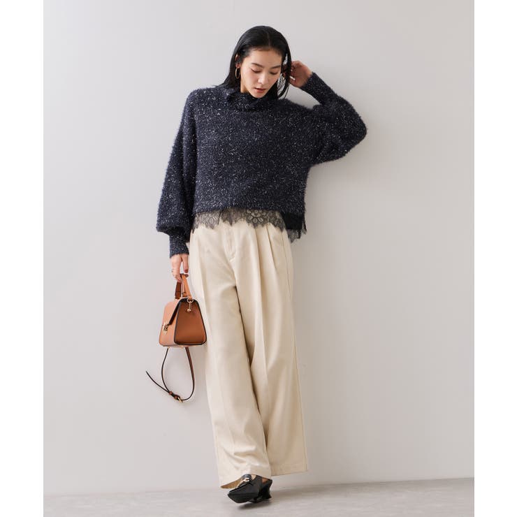ラメフェザー裾レースハイネックニット | VIS  | 詳細画像9 