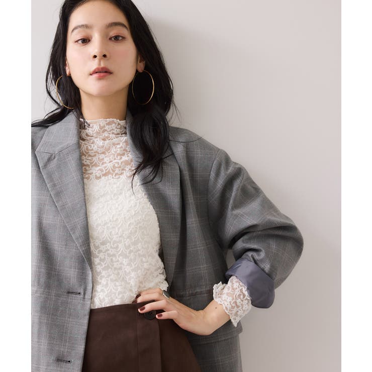 オフホワイト(15) | レースプチハイネックインナープルオーバー | VIS 