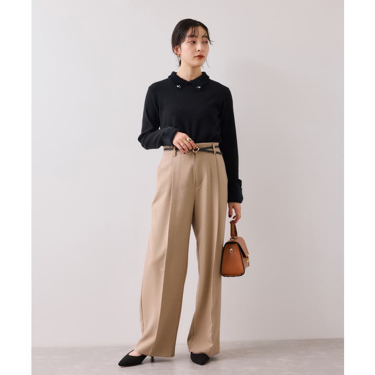 ビジュー付きシャギーカラーニットトップス | VIS  | 詳細画像14 