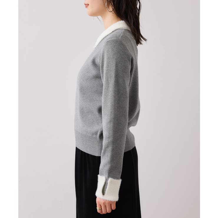 ビジュー付きシャギーカラーニットトップス | VIS  | 詳細画像25 