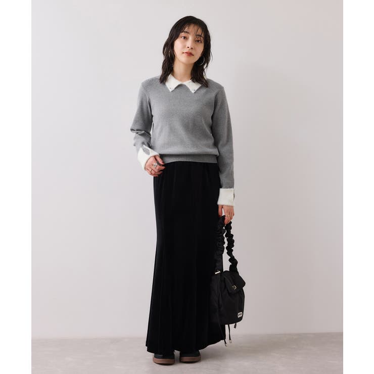 ビジュー付きシャギーカラーニットトップス | VIS  | 詳細画像9 