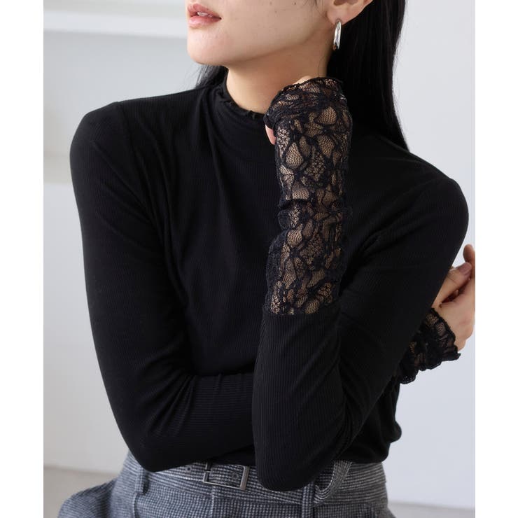 袖クシュクシュハイネックテレコインナープルオーバー/静電気防止・イージーケア | VIS  | 詳細画像1 