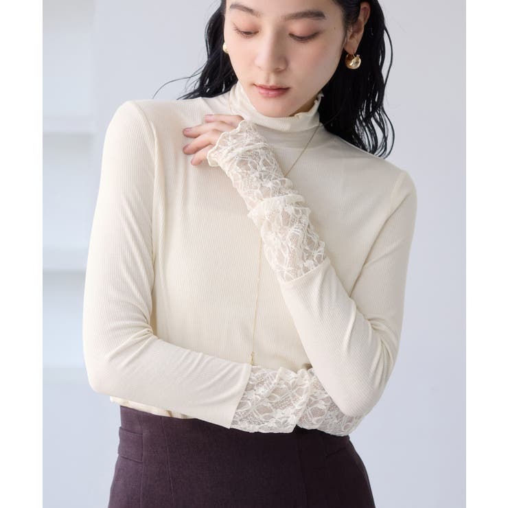 袖クシュクシュハイネックテレコインナープルオーバー/静電気防止・イージーケア | VIS  | 詳細画像11 