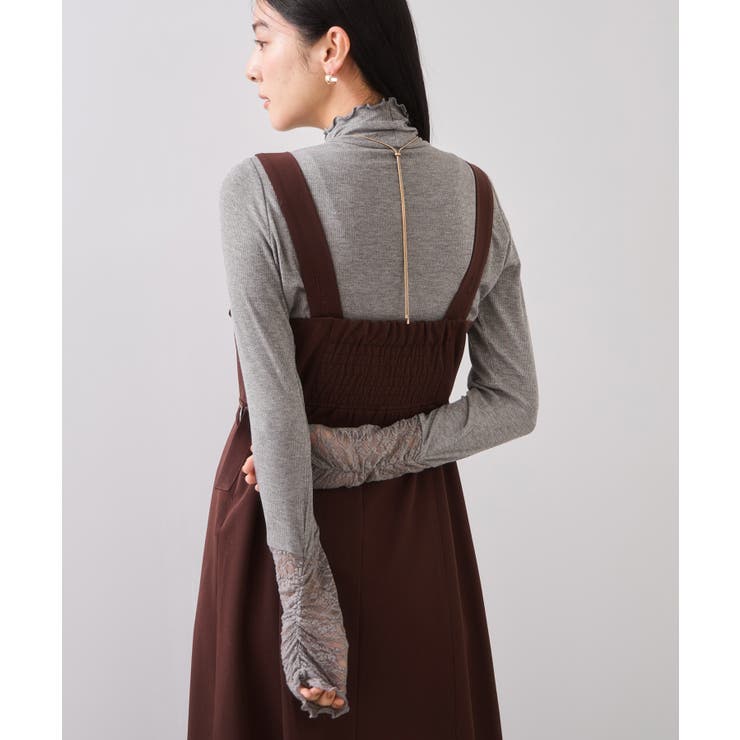 袖クシュクシュハイネックテレコインナープルオーバー/静電気防止・イージーケア | VIS  | 詳細画像13 