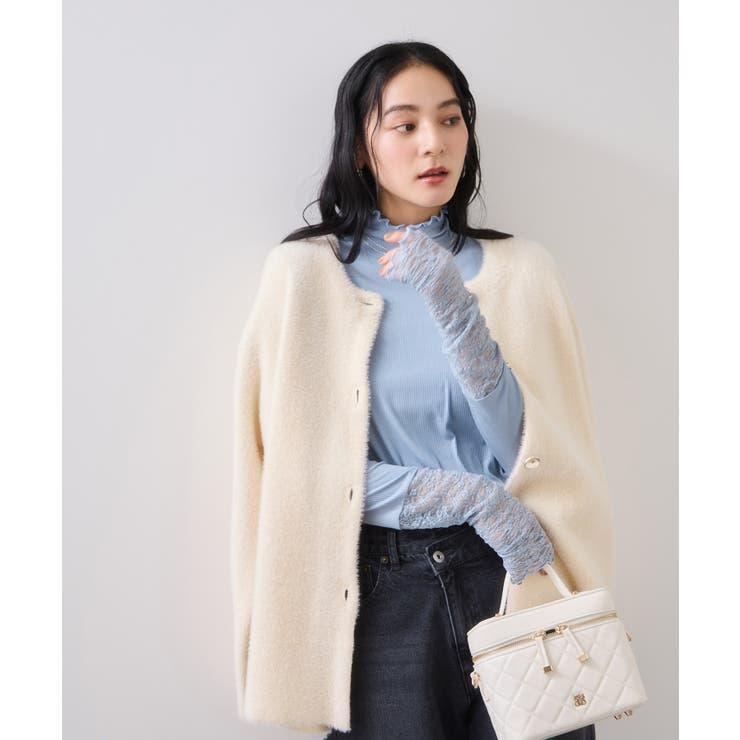 袖クシュクシュハイネックテレコインナープルオーバー/静電気防止・イージーケア | VIS  | 詳細画像3 