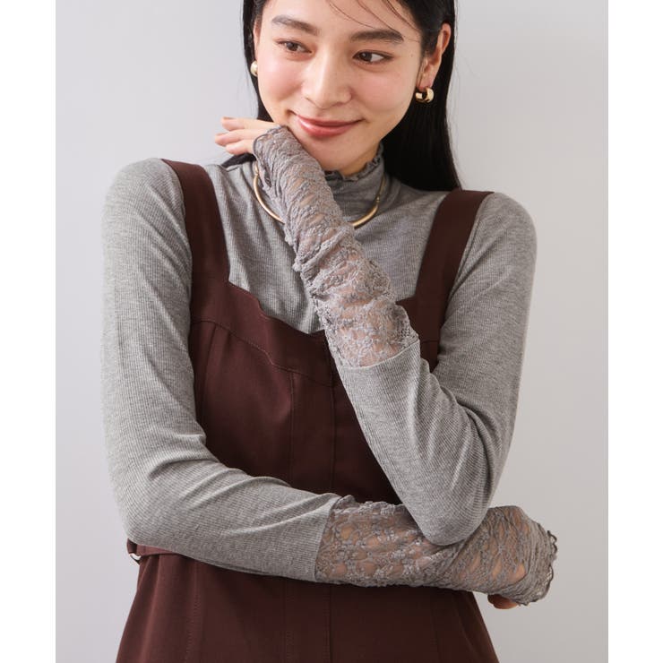 グレー(07) | 袖クシュクシュハイネックテレコインナープルオーバー/静電気防止・イージーケア | VIS 