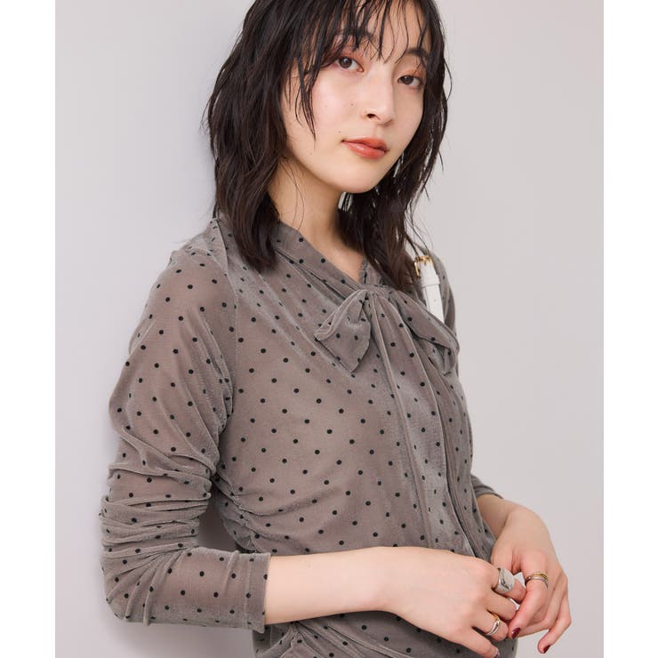 ベロアボウタイドットカットソー | VIS  | 詳細画像8 