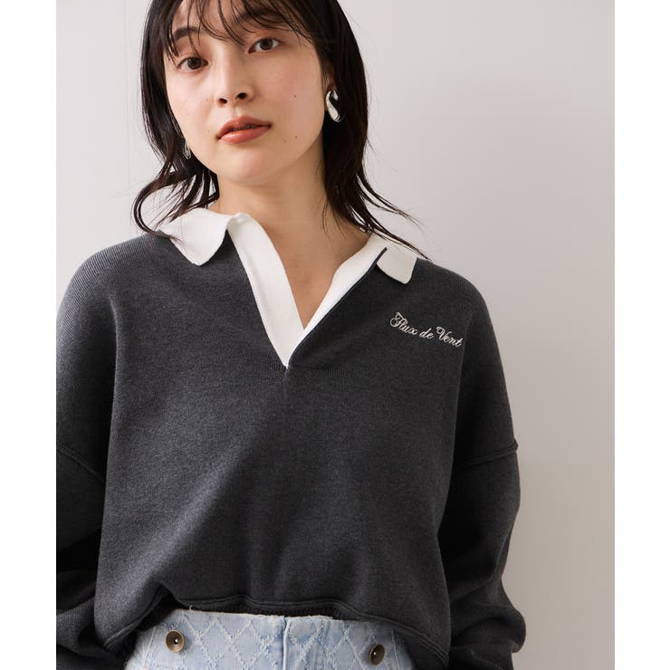 ワンポイント刺繍ポロニットプルオーバー | VIS  | 詳細画像3 