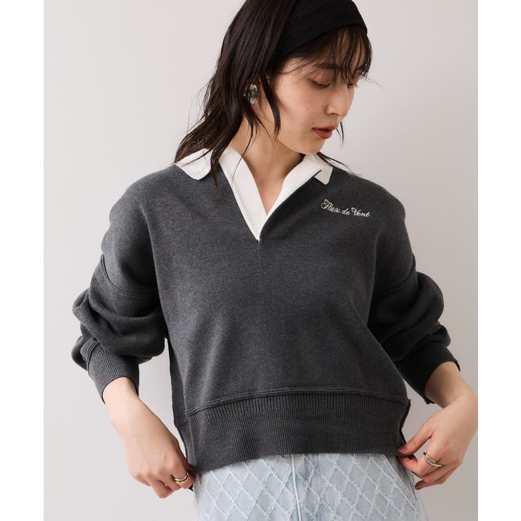ワンポイント刺繍ポロニットプルオーバー | VIS  | 詳細画像8 