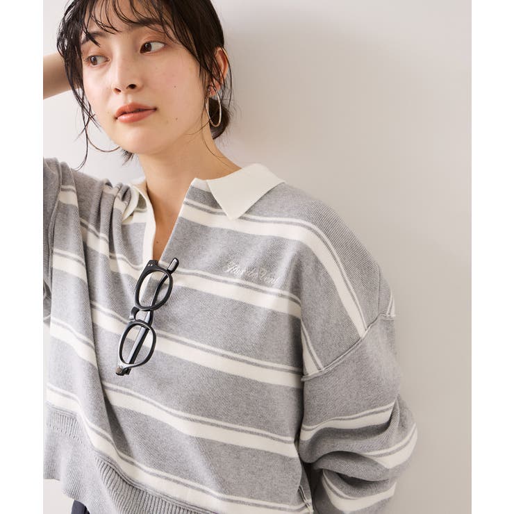 ライトグレー(08) | ワンポイント刺繍ポロニットプルオーバー | VIS 