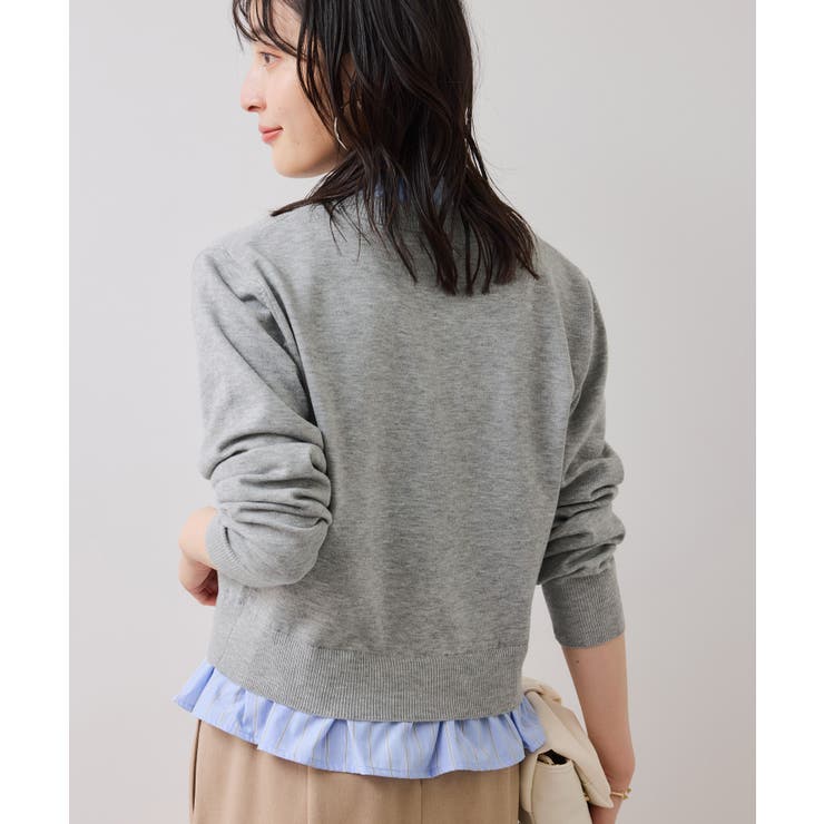 【美得】フリル襟ドッキングニットカーディガントップス | VIS  | 詳細画像13 