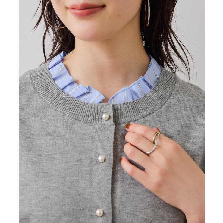 【美得】フリル襟ドッキングニットカーディガントップス | VIS  | 詳細画像14 