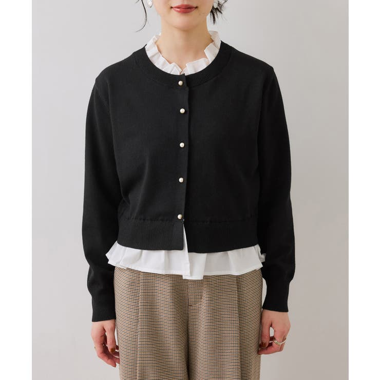 【美得】フリル襟ドッキングニットカーディガントップス | VIS  | 詳細画像28 