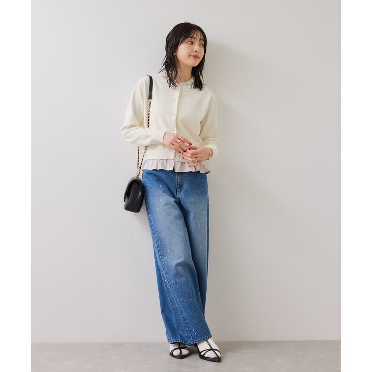 【美得】フリル襟ドッキングニットカーディガントップス | VIS  | 詳細画像4 