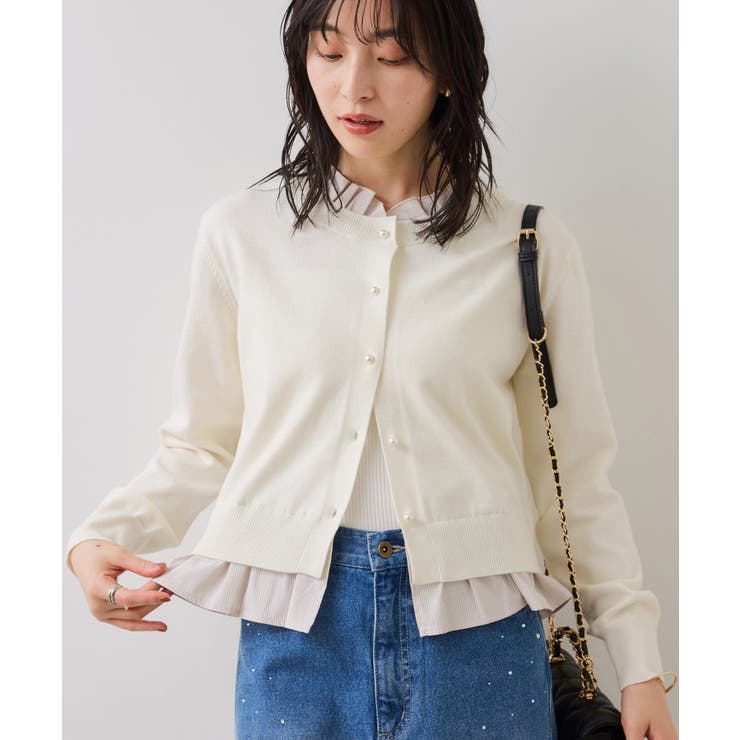 【美得】フリル襟ドッキングニットカーディガントップス | VIS  | 詳細画像5 