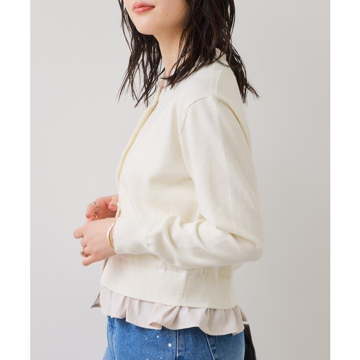 【美得】フリル襟ドッキングニットカーディガントップス | VIS  | 詳細画像6 