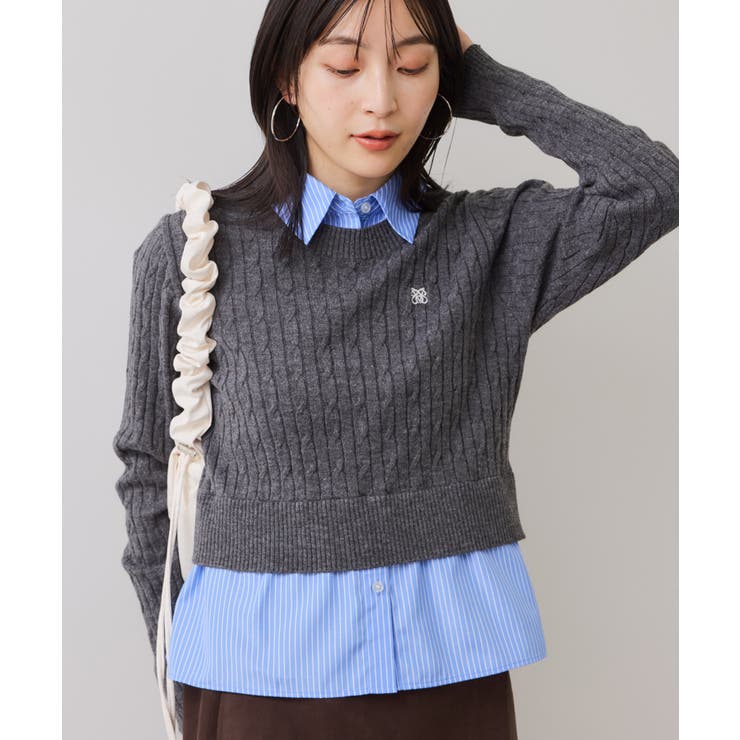 チャコール(06) | ハイゲージケーブシャツドッキングプルオーバー | VIS 