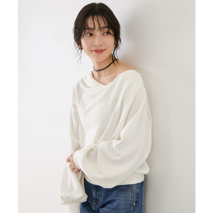 ワンポイント刺繍入りドレープスウェットプルオーバー | VIS  | 詳細画像1 