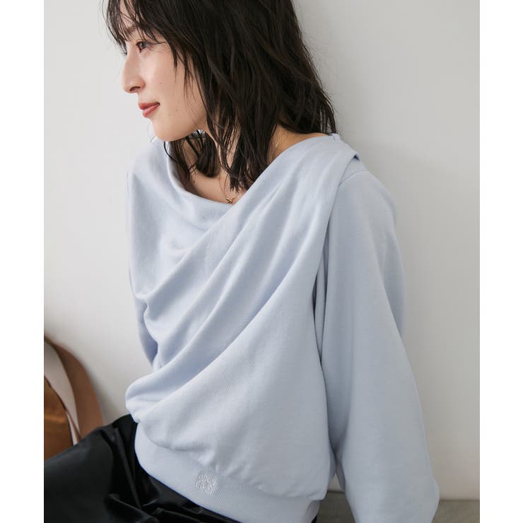 サックス(48) | ワンポイント刺繍入りドレープスウェットプルオーバー | VIS 