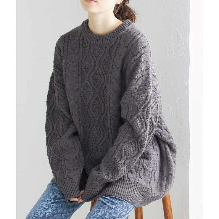 Web限定 アラン柄ビッグシルエットニットプルオーバー 品番 Visw Vis ビス のレディースファッション通販 Shoplist ショップリスト