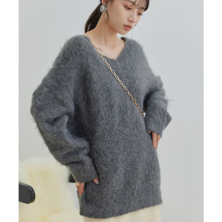 チャコール(06) | 【前後2WAY】毛混トゥンカロンニット | VIS 