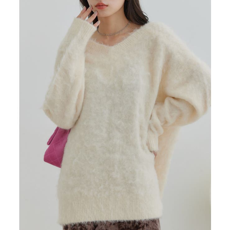 オフホワイト(15) | 【前後2WAY】毛混トゥンカロンニット | VIS 
