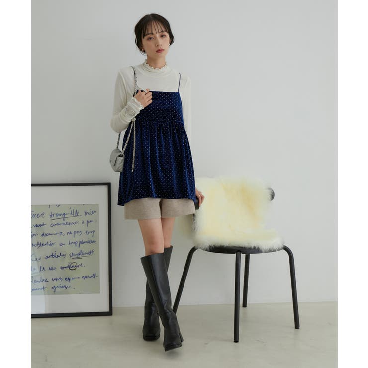 【選べる着丈】ラメドットベロアキャミトップス【洗える】 | VIS  | 詳細画像7 