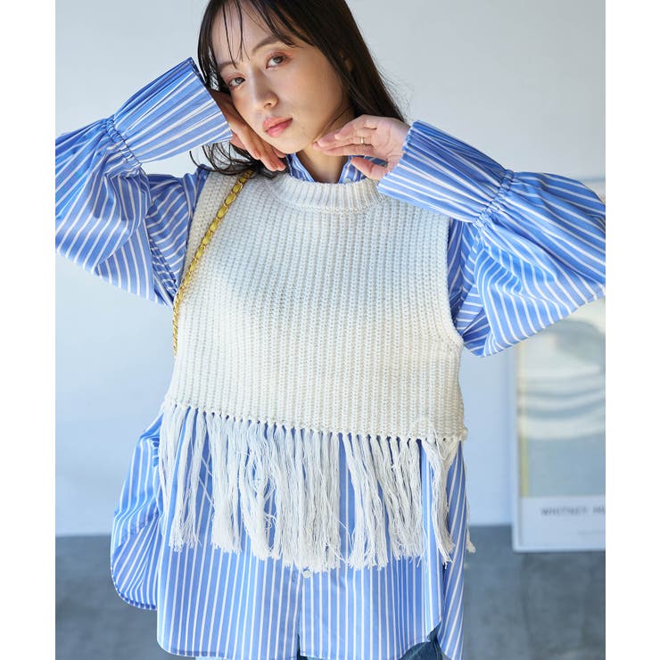 フリンジニットベスト[品番：VISW0040984]｜VIS （ビス ）の