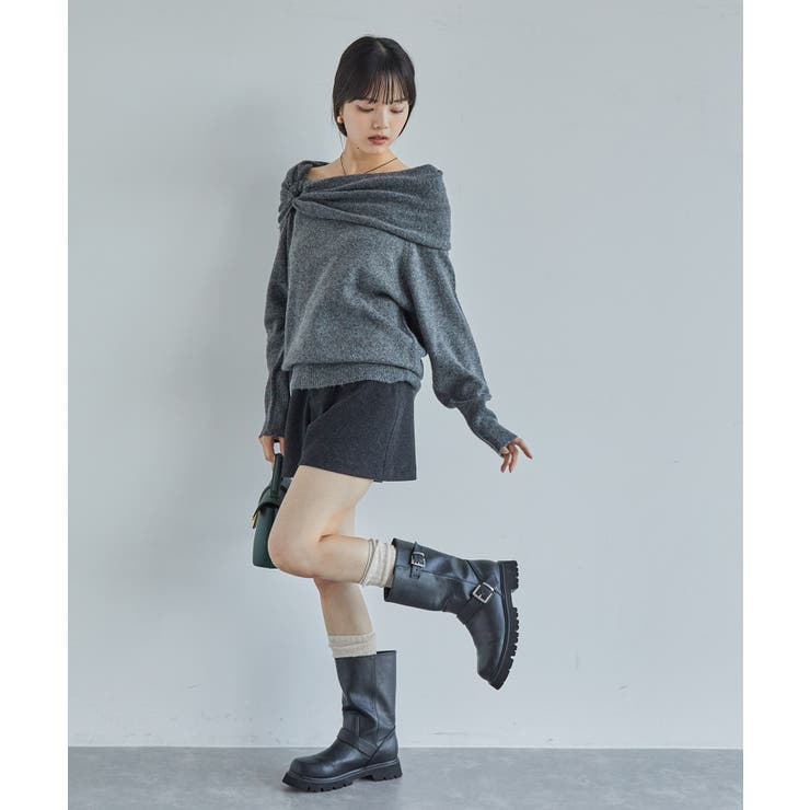 【2WAY】ミックスヤーンオフショルダーニット | VIS  | 詳細画像10 