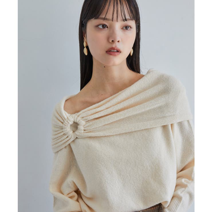 【2WAY】ミックスヤーンオフショルダーニット | VIS  | 詳細画像12 