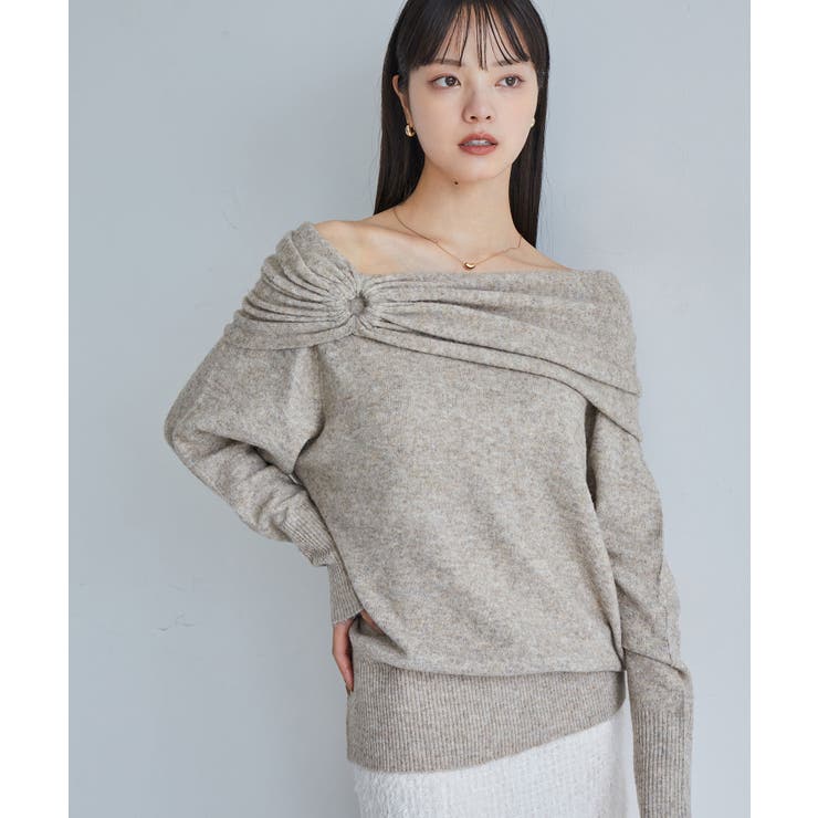 【2WAY】ミックスヤーンオフショルダーニット | VIS  | 詳細画像13 