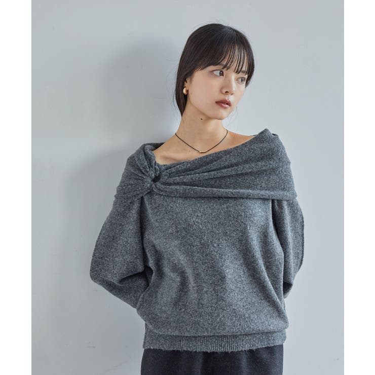 【2WAY】ミックスヤーンオフショルダーニット | VIS  | 詳細画像16 