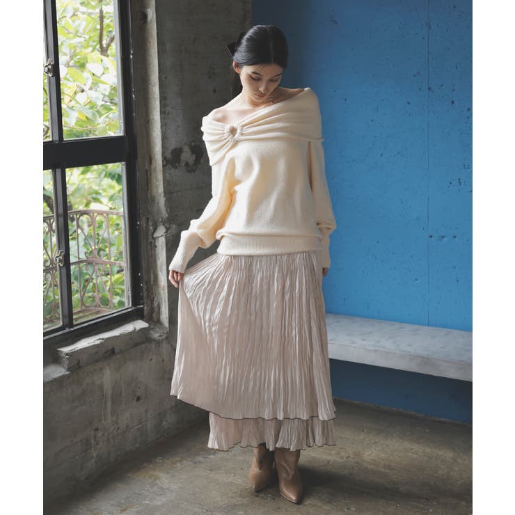 【2WAY】ミックスヤーンオフショルダーニット | VIS  | 詳細画像2 