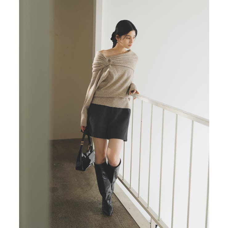 【2WAY】ミックスヤーンオフショルダーニット | VIS  | 詳細画像3 