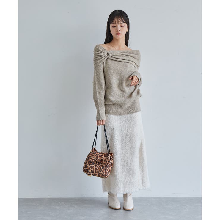 【2WAY】ミックスヤーンオフショルダーニット | VIS  | 詳細画像8 