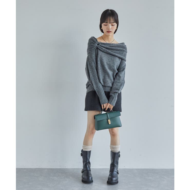 【2WAY】ミックスヤーンオフショルダーニット | VIS  | 詳細画像9 