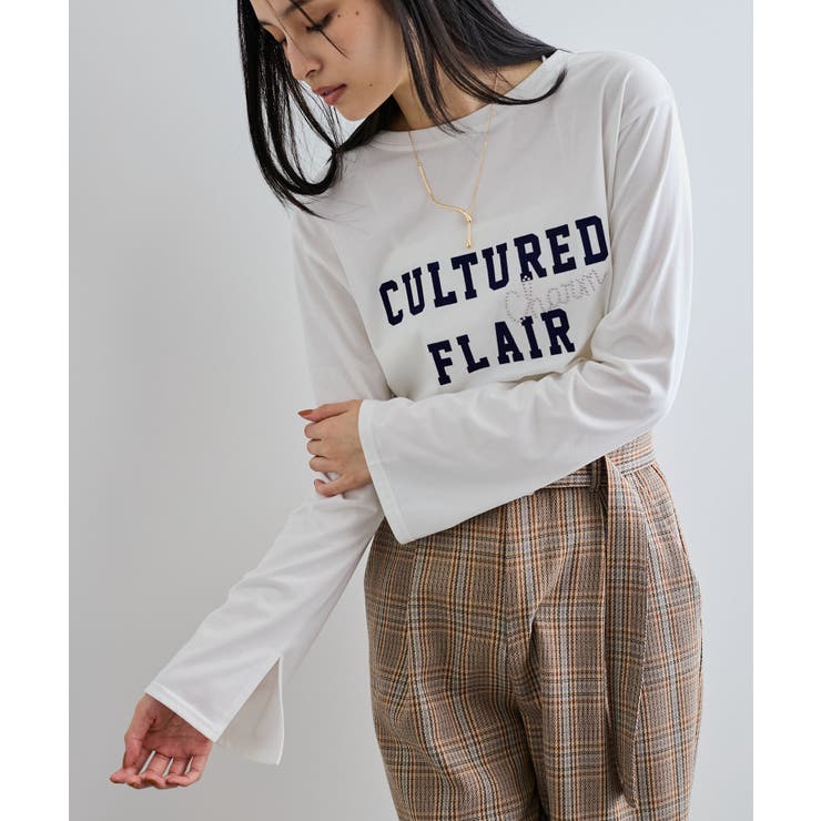 ホワイト系(11) | スタッズ×ロゴデザインロングTシャツ | VIS 